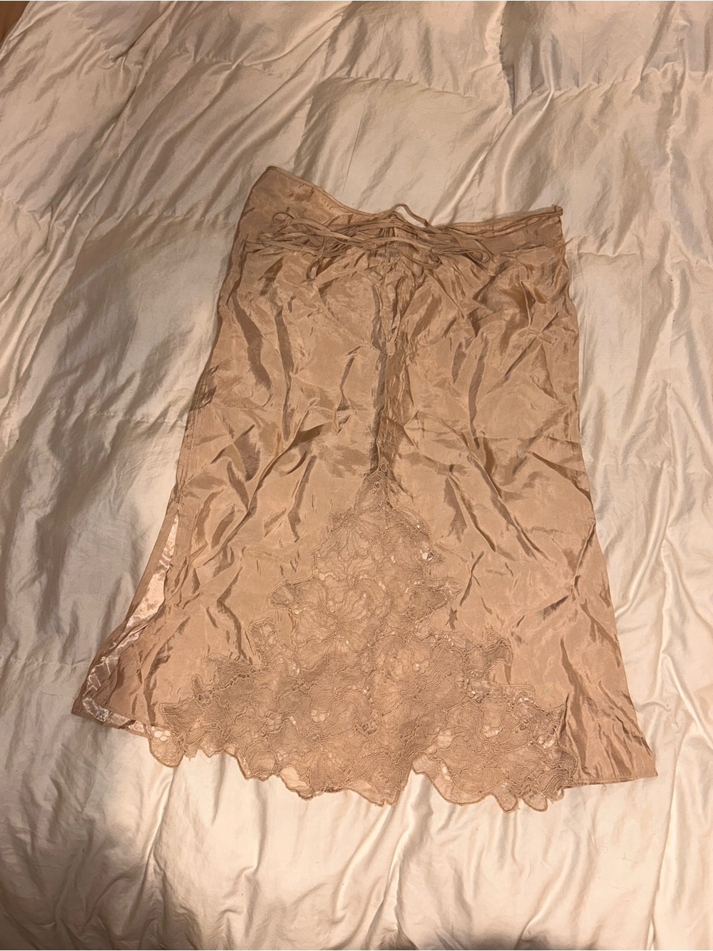 H&M Light Beige Satin Slip Skirt